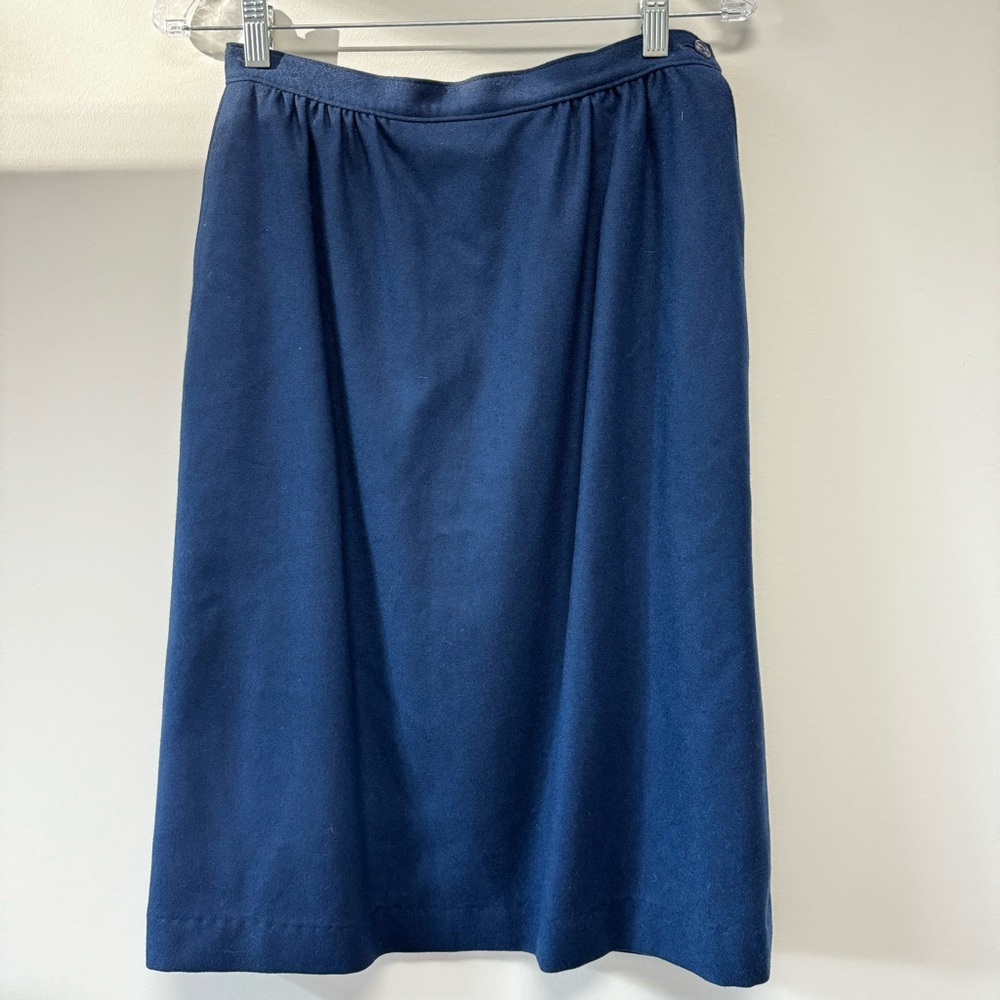 Vintage Pendleton 100%‎ Virgin Wool Navy Blue Straight Skirt Size 12 Made in USA